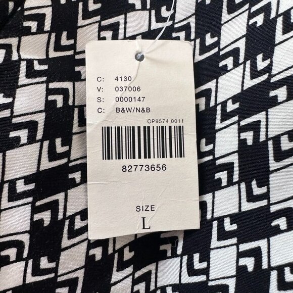 Anthropologie Ariana Asymmetrical Ruffle-Hem Dress  Black & White Size L NWT - Picture 7 of 14